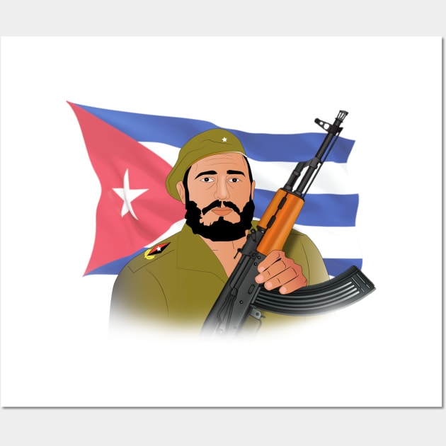 Fidel Castro & flag Wall Art by Elcaiman7